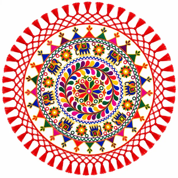 Handcrafted_Gujarati_Embroidery_Square_Thalposh_-_Lotus_Floral_Mirror_Work_Chowki_Mat_&_Table_Cover_with_Red_Tassels