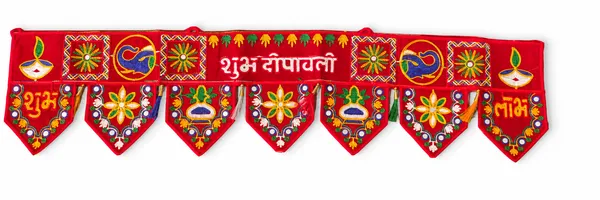 Handcrafted_Red_Gujarati_Embroidery_Door_Toran_-_Shubh_Deepawali,_Peacock_&_Diya_Motif_Mirror_Work_Entrance_Bandarwal_For_Festive_Home_Decor