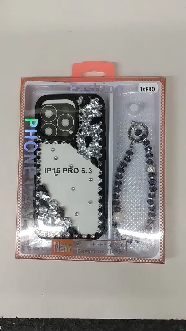 Silver_Embellished_Chain_Strap_Phone_Case_for_iPhone_16_Pro