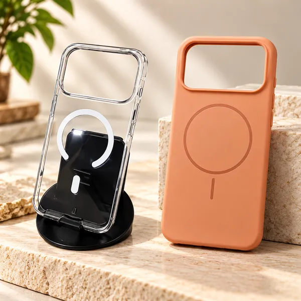 Clear_&_Peach_Magnetic_Ring_Cover_Duo_For_Iphone_17_Pro_Max