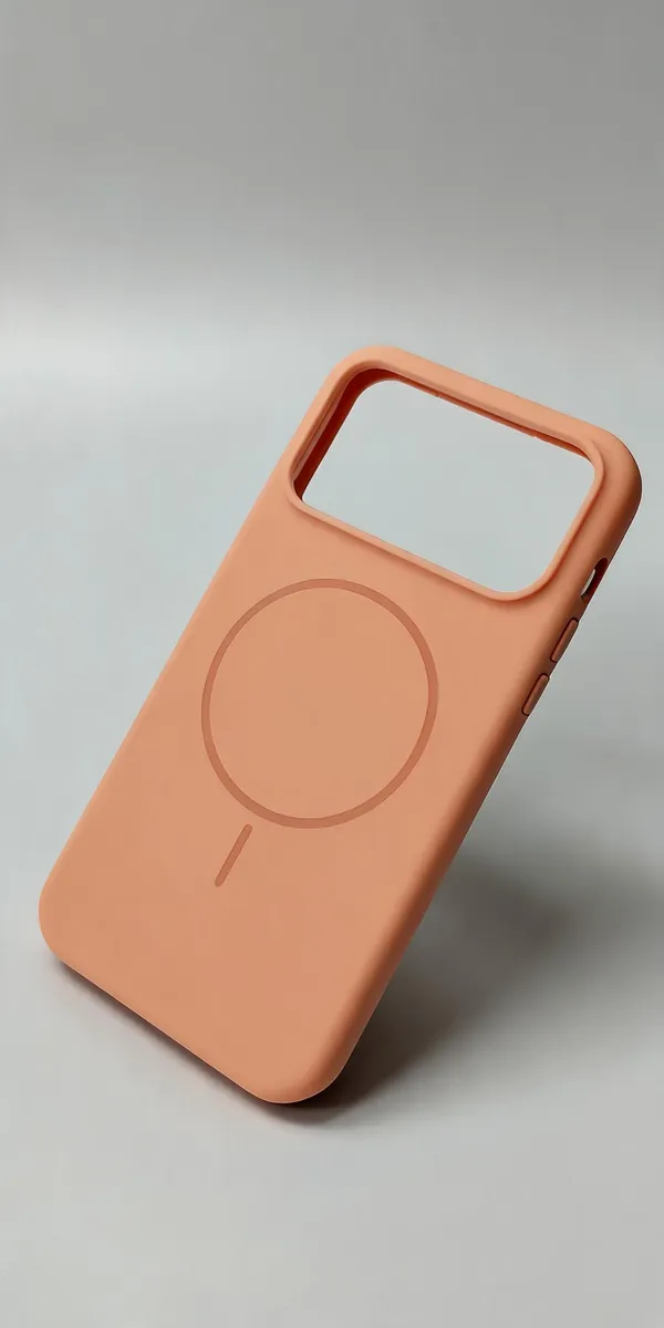 Peach_Silicone_Magnetic_Ring_Phone_Cover_For_Iphone_17_Pro_Max