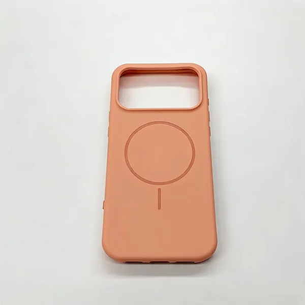 Peach_Silicone_Magnetic_Ring_Phone_Cover_For_Iphone_17_Pro_Max