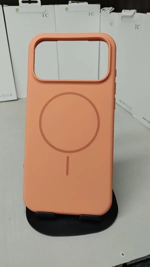 Peach_Silicone_Magnetic_Ring_Phone_Case