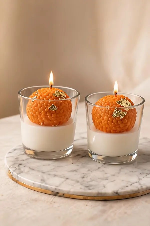 Wax_Festive_Ladoo_Design_Glass_Candle_Set_Orange_Gold