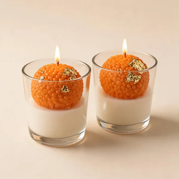 Wax_Festive_Ladoo_Design_Glass_Candle_Set_Orange_Gold
