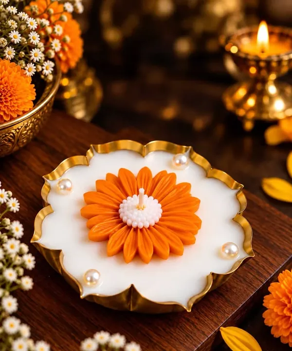 Wax_Festive_Floral_Design_Diya_White_And_Orange