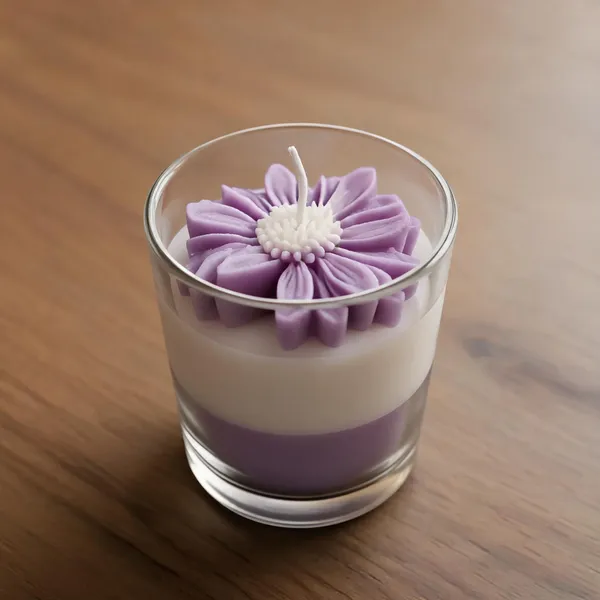 Wax_Decorative_Layered_Floral_Glass_Candle_Purple_White_-_Pack_of_2