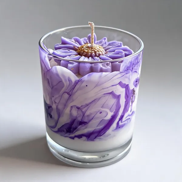 Glass_Decorative_Purple_Marbled_Floral_Candle