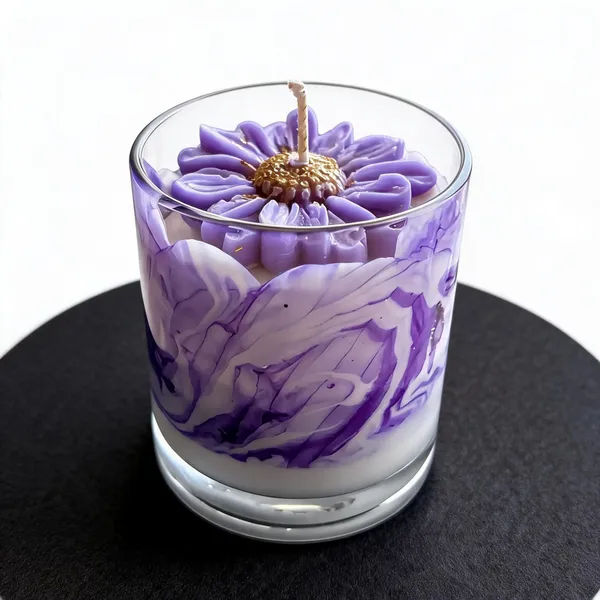 Glass_Decorative_Purple_Marbled_Floral_Candle