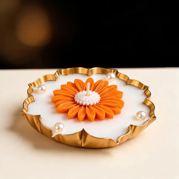 Wax_Festive_Floral_Design_Diya_White_And_Orange