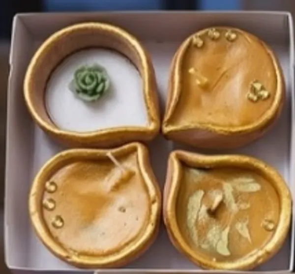 Wax_Festive_Floral_Embellished_Diya_Candle_Set_Golden_Pack_Of_4
