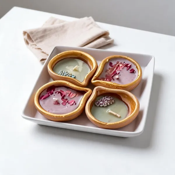 Wax_Festive_Assorted_Shape_Diya_Candle_Set_Pink_Olive_Pack_Of_4