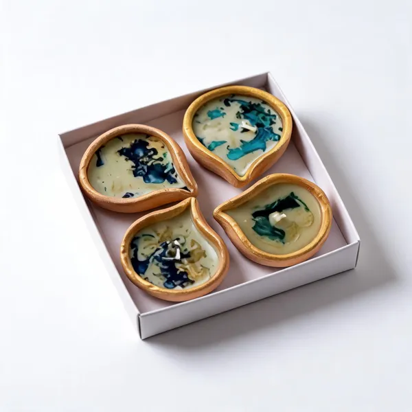 Wax_Festive_Assorted_Shape_Diya_Candle_Set_Olive_Pack_Of_4