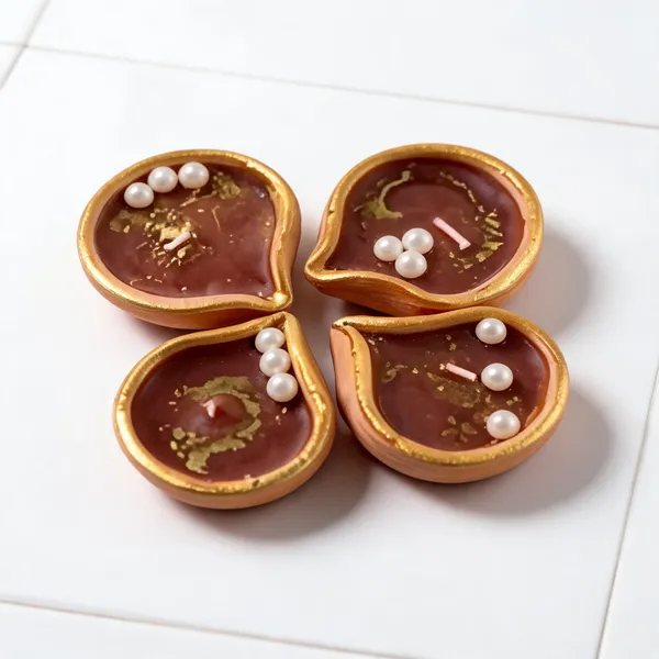 Wax_Festive_Assorted_Shape_Diya_Candle_Set_Brown_Pack_Of_4