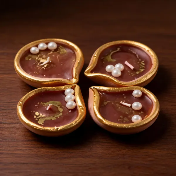 Wax_Festive_Assorted_Shape_Diya_Candle_Set_Brown_Pack_Of_4