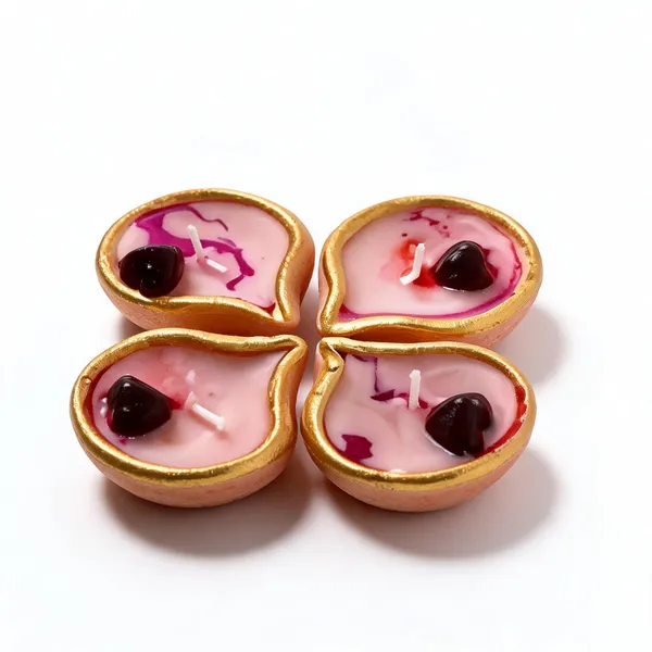 Wax_Festive_Assorted_Shape_Diya_Candle_Set_Pink_Pack_Of_4