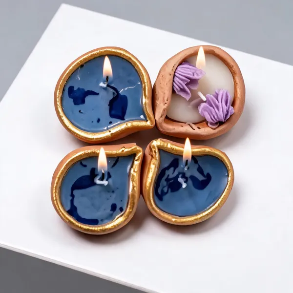 Wax_Festive_Assorted_Shape_Diya_Candle_Set_Blue_Pack_Of_4