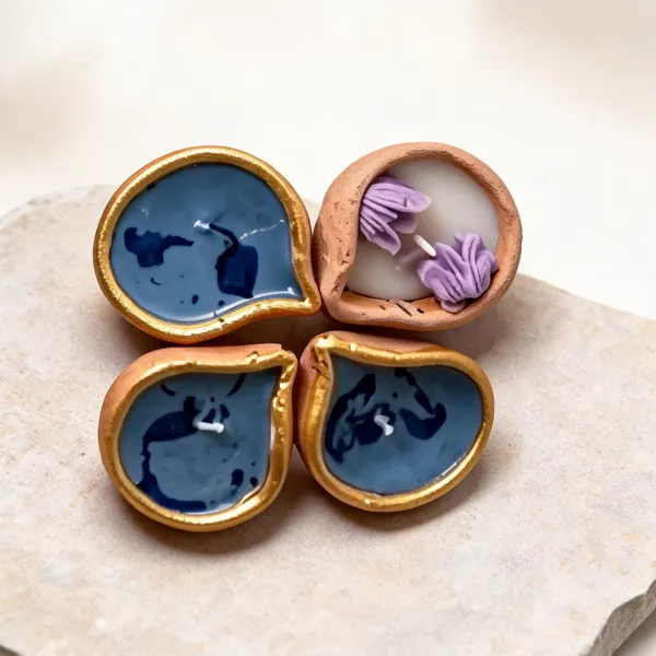 Wax_Festive_Assorted_Shape_Diya_Candle_Set_Blue_Pack_Of_4