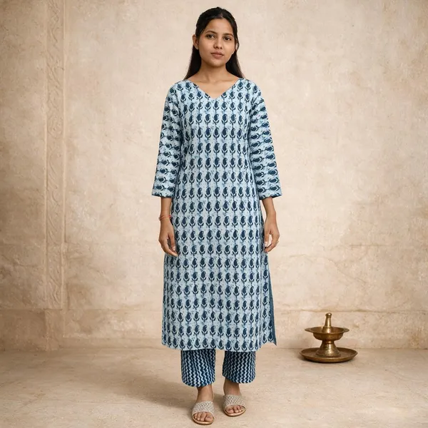 Blue_Cotton_Printed_Straight_Kurta_Set_For_Women