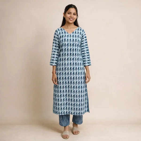 Blue_Cotton_Printed_Straight_Kurta_Set_For_Women
