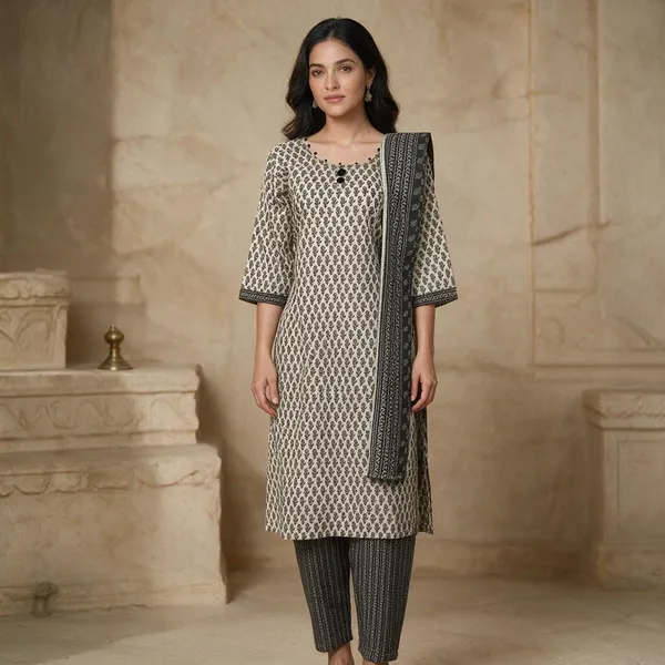 White_Cotton_Printed_Straight_Kurta_Set_For_Women