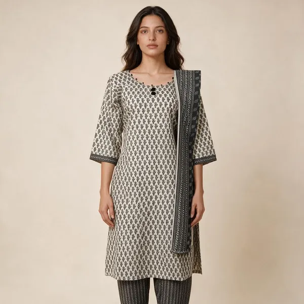 White_Cotton_Printed_Straight_Kurta_Set_For_Women