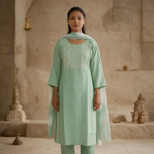Sea_Green_Cotton_Polyester_Blend_Embellished_Straight_Kurta_Set_For_Women