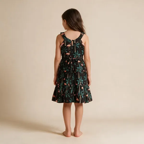Multicolor_Cotton_Rayon_Printed_Flared_Dress_For_Girls