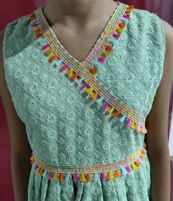 Kashnavika_Vastrakala_Girls_Midi/Knee_Length_Festive/Wedding_Dress_(Light_Green,_Sleeveless)