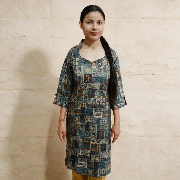 Black_Cotton_Foil_Print_Straight_Kurta_For_Women