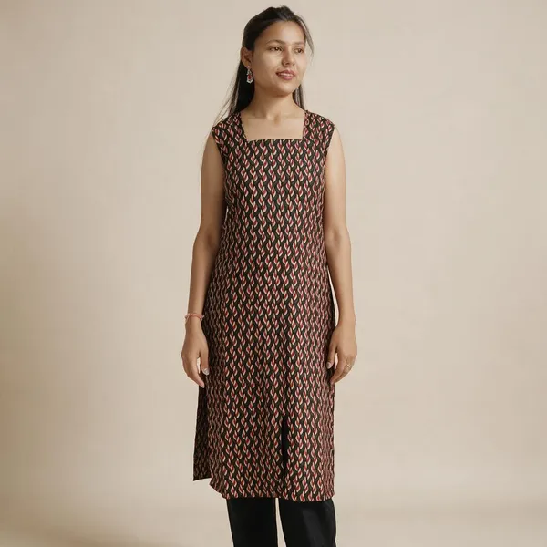 Black_Cotton_Polyester_Blend_Geometric_Print_Straight_Kurta_For_Women