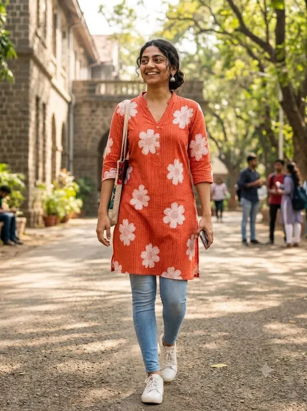Orange_Floral_Print_Straight_Kurta_For_Women