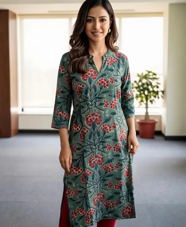 Green_Floral_Print_Straight_Kurta_For_Women