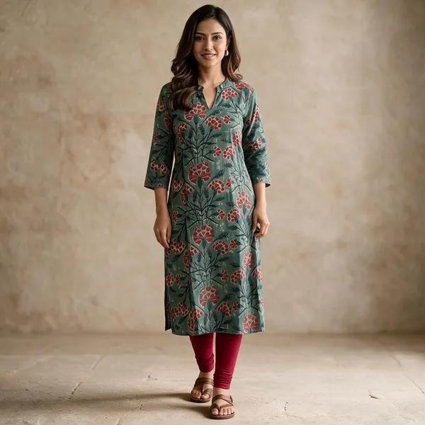 Green_Floral_Print_Straight_Kurta_For_Women
