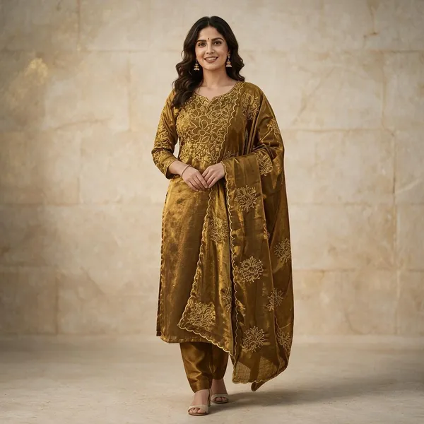 Mustard_Velvet_Embroidered_Salwar_Suit_For_Women