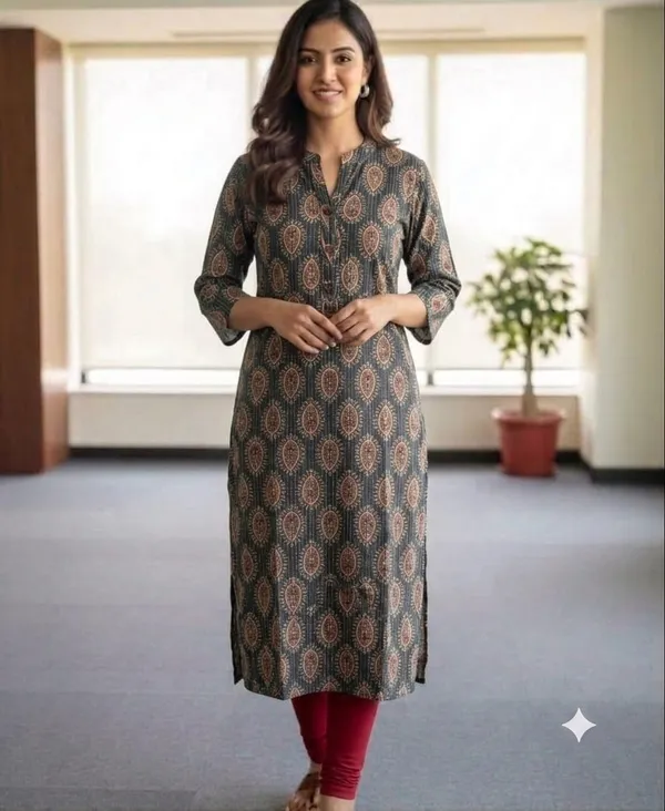 Grey_Paisley_Print_Straight_Kurta_For_Women