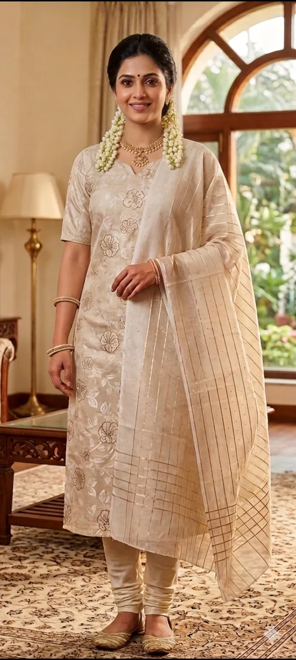Cream_Floral_Print_Straight_Kurta_Set_For_Women
