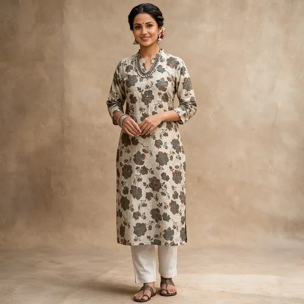 Beige_Floral_Print_Straight_Kurta_For_Women
