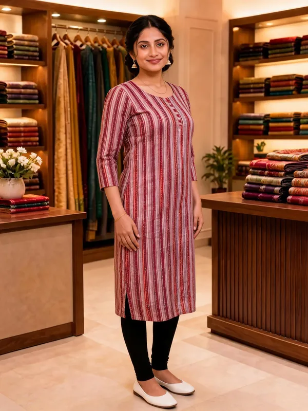 Red_Striped_Straight_Kurta_For_Women