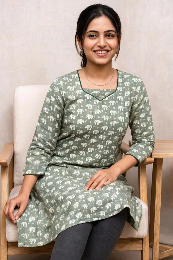 Green_Motif_Print_Straight_Kurta_For_Women