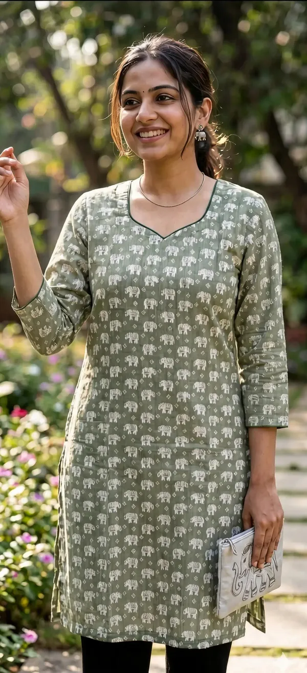 Green_Motif_Print_Straight_Kurta_For_Women