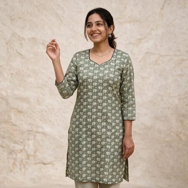 Green_Motif_Print_Straight_Kurta_For_Women
