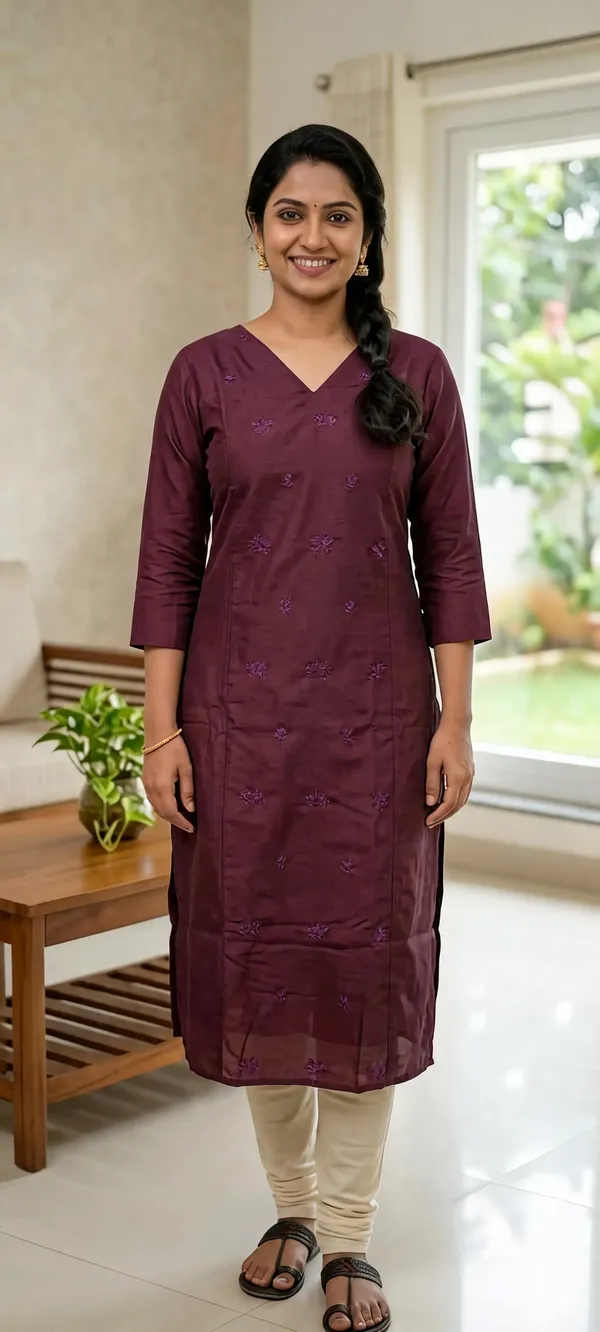 Maroon_Floral_Print_Straight_Kurta_For_Women
