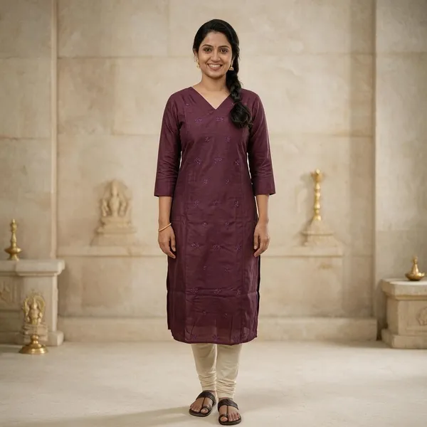 Maroon_Floral_Print_Straight_Kurta_For_Women