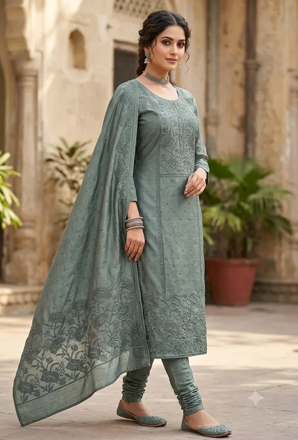 Green_Embroidered_Straight_Kurta_Set_For_Women