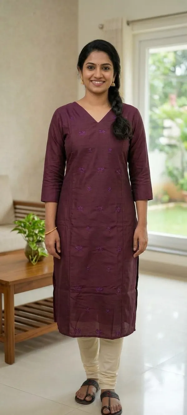 Maroon_Floral_Print_Straight_Kurta_For_Women