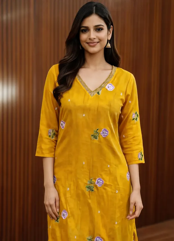 Mustard_Floral_Print_Straight_Kurta_For_Women