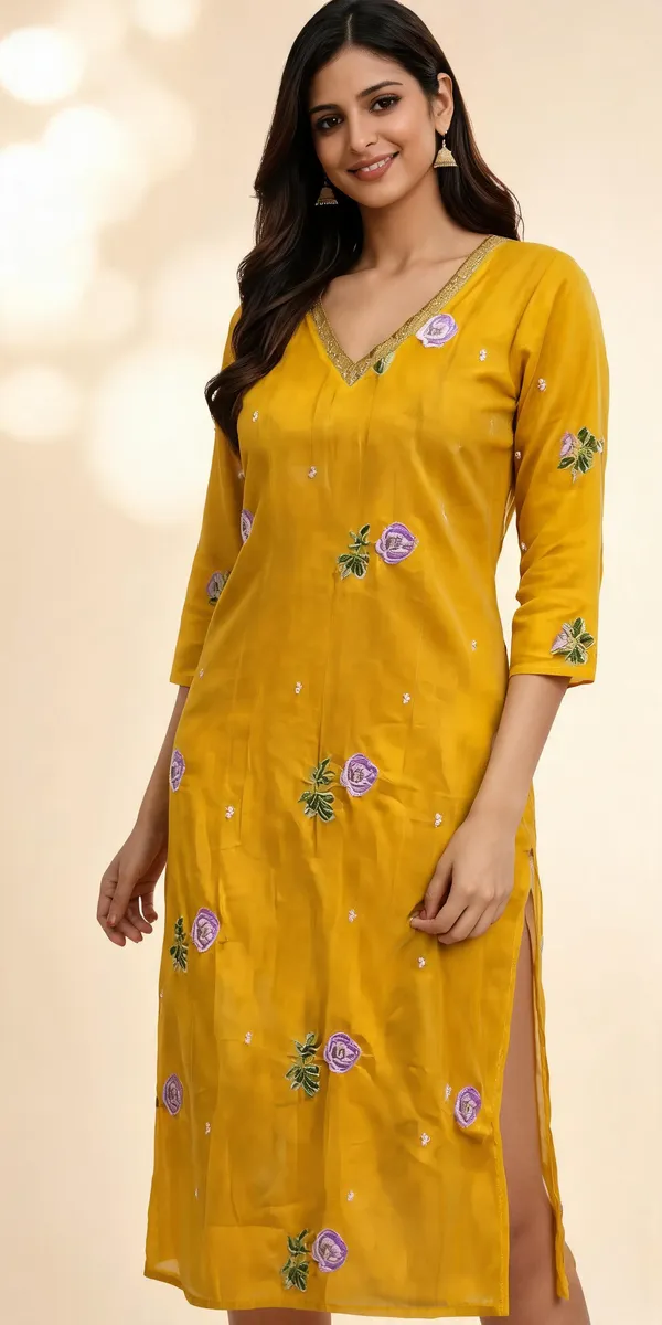 Mustard_Floral_Print_Straight_Kurta_For_Women