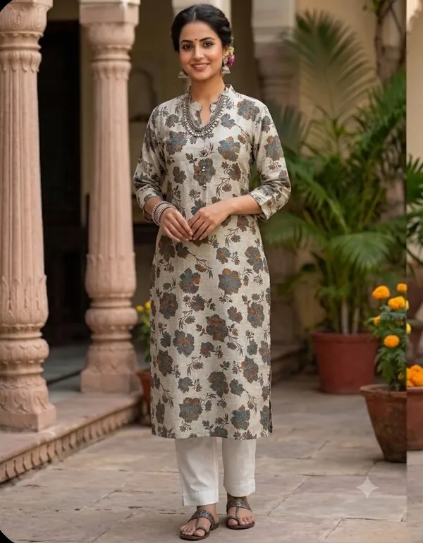 Beige_Floral_Print_Straight_Kurta_For_Women
