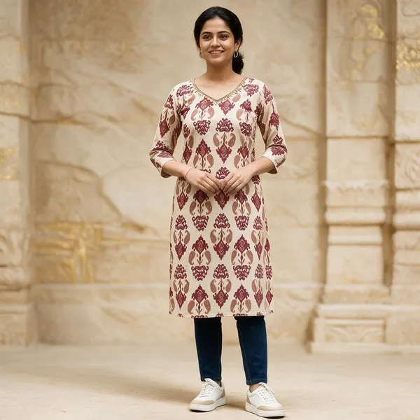 Beige_Printed_Straight_Kurta_For_Women